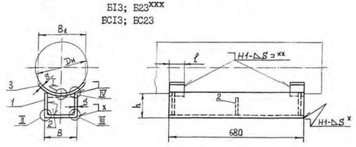 Опора КП Б13 (Б23) и БС13 (БС23) по ОСТ 36-146-88. Размеры и детали