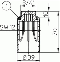 Пробка-заглушка водопроводная HL43.B/R. Размеры