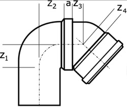 Отвод 135° ПП Ostendorf SKUB сифонный бесшумный для внутренней канализации. Размеры