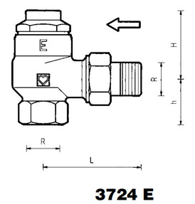 Клапан ручной ГЕРЦ-RL-1-E 3724-0x угловой. Размеры