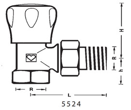 Клапан ручной ГЕРЦ-GP 5524-2x угловой. Размеры