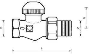 Клапан термостатический ГЕРЦ-TS-90-V 7723 6x проходной для двухтрубных систем. Размеры