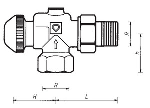 Клапан термостатический ГЕРЦ-TS-90 7728 9x угловой осевой для двухтрубных систем. Размеры
