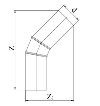 Отвод 45° полиэтиленовый сегментный односекционный. Размеры