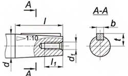 Редуктор червячныq двухступенчатыq типа Ч2-40. Присоединительные размеры конического быстроходного (входного) вала редукторов