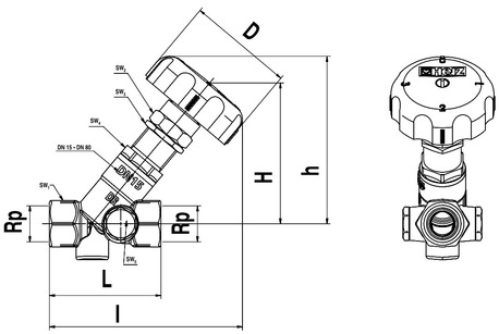 Клапан балансировочный HERZ ШТРЕМАКС-MR 4117 MR. Размеры