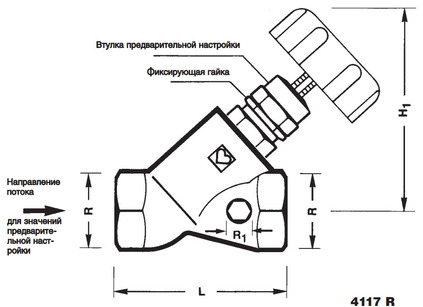 Клапан балансировочный HERZ ШТРЕМАКС-R 4117 R. Размеры