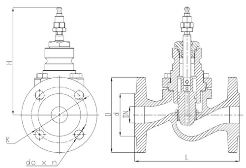Клапан регулирующий ZETKAMA 227A (C-90). Размеры