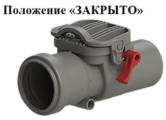 Обратный канализационный клапан ТП-86.50, ТП-86.40. Положение "закрыто"