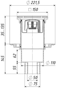 Трап вертикальный ТП-310P(Hs+Ms)G. Размеры