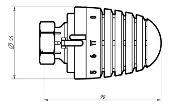 Головка термостатическая ГЕРЦ-Дизайн 9230 06 и 9260 06. Размеры
