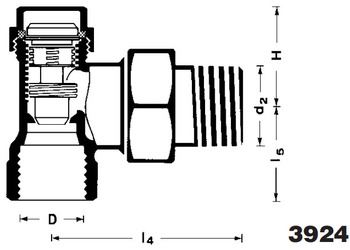 Клапан ручной ГЕРЦ-RL-5 3924-0x угловой. Размеры