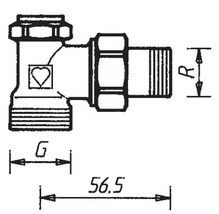 Клапан ручной ГЕРЦ-RL-5 3948-11 угловой. Размеры