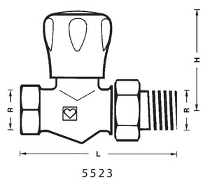 Клапан ручной ГЕРЦ-GP 5523-2x проходной. Размеры