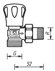 Клапан ручной ГЕРЦ-GP 5548-01 угловой под евроконус. Размеры