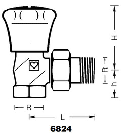 Клапан ручной ГЕРЦ-AS-T-90 / ГЕРЦ-AS 6824 угловой. Размеры