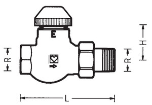 Клапан термостатический ГЕРЦ-TS-E 7723 11, 0x проходной для однотрубных систем. Размеры