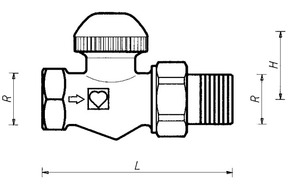 Клапан термостатический ГЕРЦ-TS-FV 7523 67 проходной для двухтрубных систем. Размеры