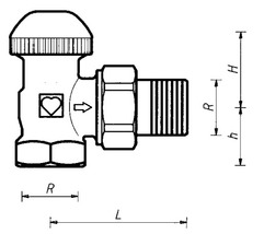 Клапан термостатический ГЕРЦ-TS-FV 7524 67 угловой для двухтрубных систем. Размеры