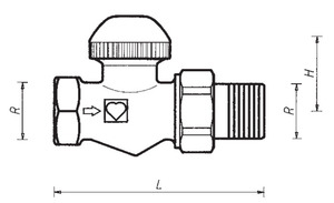 Клапан термостатический ГЕРЦ-TS-90 7723 9x проходной для двухтрубных систем. Размеры