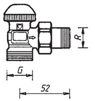 Клапан термостатический ГЕРЦ-TS-90 7724 37 угловой для двухтрубных систем. Размеры