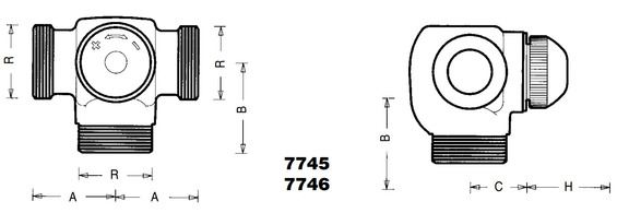Клапан термостатический ГЕРЦ CALIS-TS-E-3D 7745/7746 02 трехходовой в 3D исполнении с повышенной пропускной способностью. Размеры