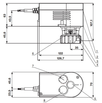 Привод электрический ГЕРЦ 7712 для клапанов регулирующих трехходовых. Размеры