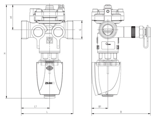 KOMBI-клапан регулятор расхода, модель 4006 M SMART. Размеры
