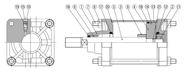 Пневматические цилиндры SMC CS2. Конструкция