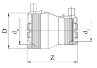 Переход ПЭ Georg Fischer редукционный с закладными нагревателямии с клапаном отключения, электросварной. Размеры
