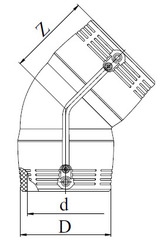 Отвод 45° ПЭ Georg Fischer с закладными нагревателями электросварной. Размеры