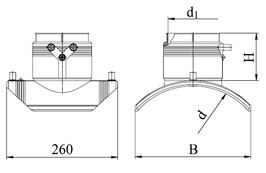 Отвод ПЭ Georg Fischer прямой седловой с закладными нагревателямии без ответной части, электросварной. Размеры