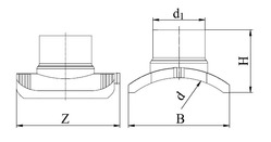 Отвод ПЭ Georg Fischer прямой седловой с закладными нагревателямии без ответной части, с литым выходом, электросварной. Размеры