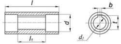Редуктор червячныq двухступенчатыq типа Ч2-80. Присоединительные размеры полого шпоночного тихоходного (выходного) вала редукторов