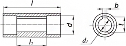 Редуктор червячныq двухступенчатыq типа Ч2-40. Присоединительные размеры полого шпоночного тихоходного (выходного) вала редукторов