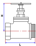 Клапан (вентиль) 15Б3Р прямой латунный (муфта-цапка). Размеры