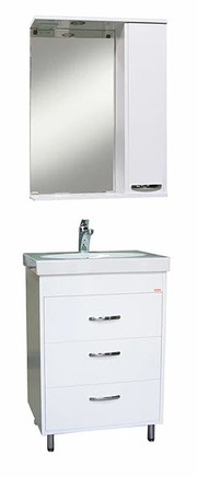 Мебель для ванной комнаты Sanita Квадро 60 (зеркало-шкаф + тумба под раковину), цвет- белый