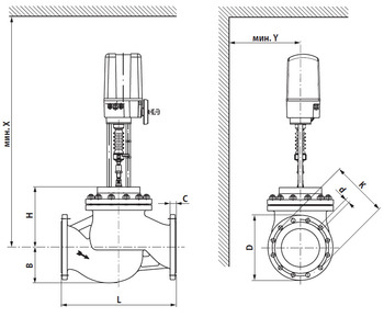 Седельный клапан BELIMO H6…W…S7. Размеры
