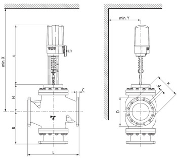 Седельный клапан BELIMO H7…W…S7. Размеры