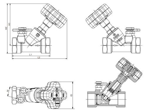 Клапан балансировочный HERZ ШТРЕМАКС 4017 M. Размеры