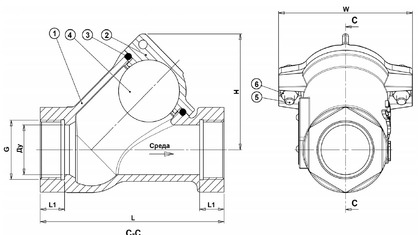 Клапан обратный шаровой Tecofi CBL4141. Размеры и компоненты