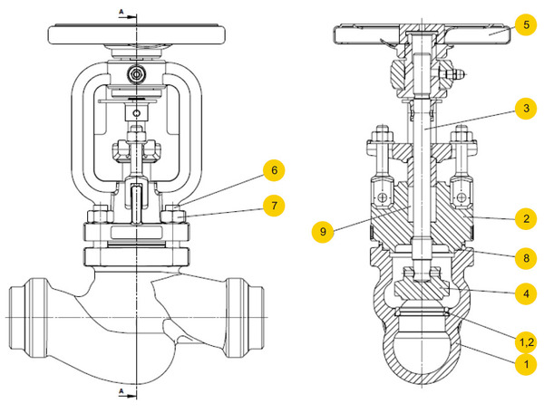 Клапан (вентиль) запорный ZETKAMA 217F (E-01). Материалы