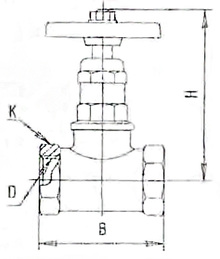 Клапан 15Б1п запорный (вентиль) латунный. Размеры