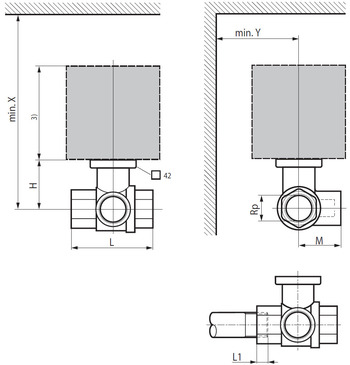 Трехходовой регулирующий шаровой кран (клапан) BELIMO R3..xx-S.. Размеры