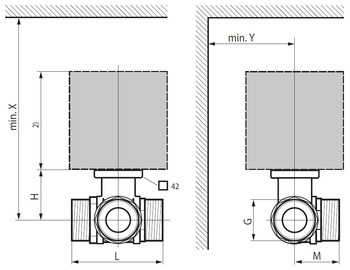 Трехходовой регулирующий шаровой кран (клапан) BELIMO R5..(K). Размеры