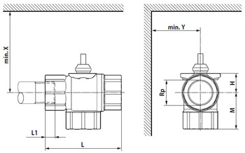 Трехходовой зональный перекидной шаровой кран (клапан) BELIMO C3..Q- Размеры