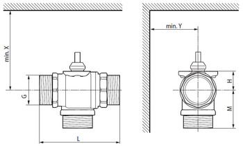Трехходовой зональный перекидной шаровой кран (клапан) BELIMO C5..Q-. Размеры